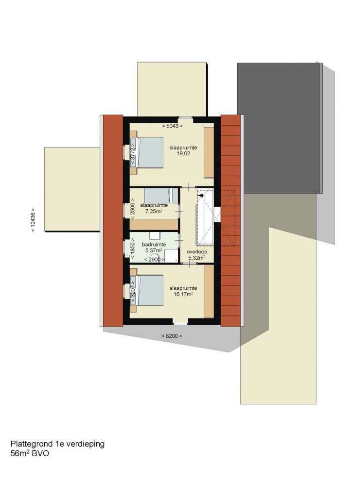 Plattegrond 1e verdieping Drentse Schuurwoning